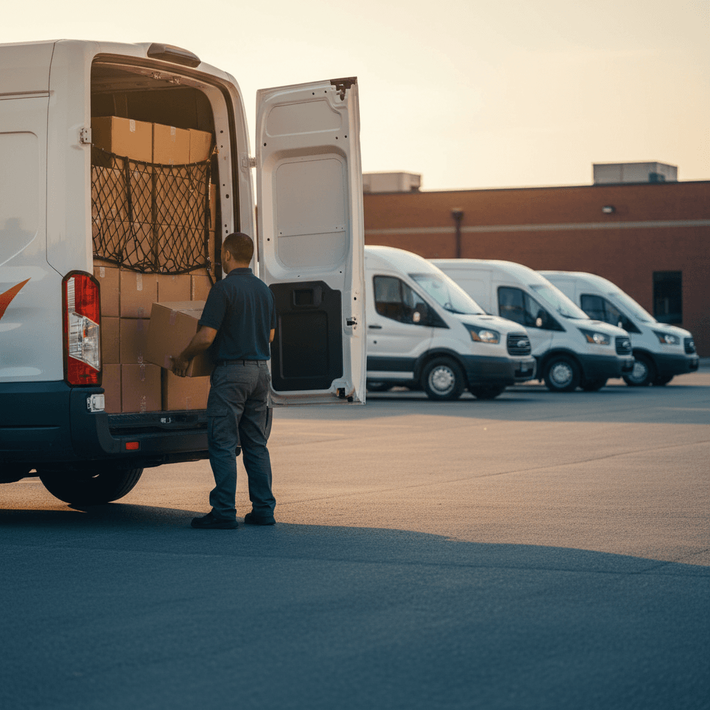 PrimeRoutes driver loading a vehicle for same-day delivery